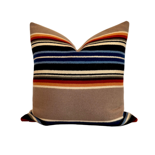 Archival Serape Gray Horse Khaki Pillow Cover