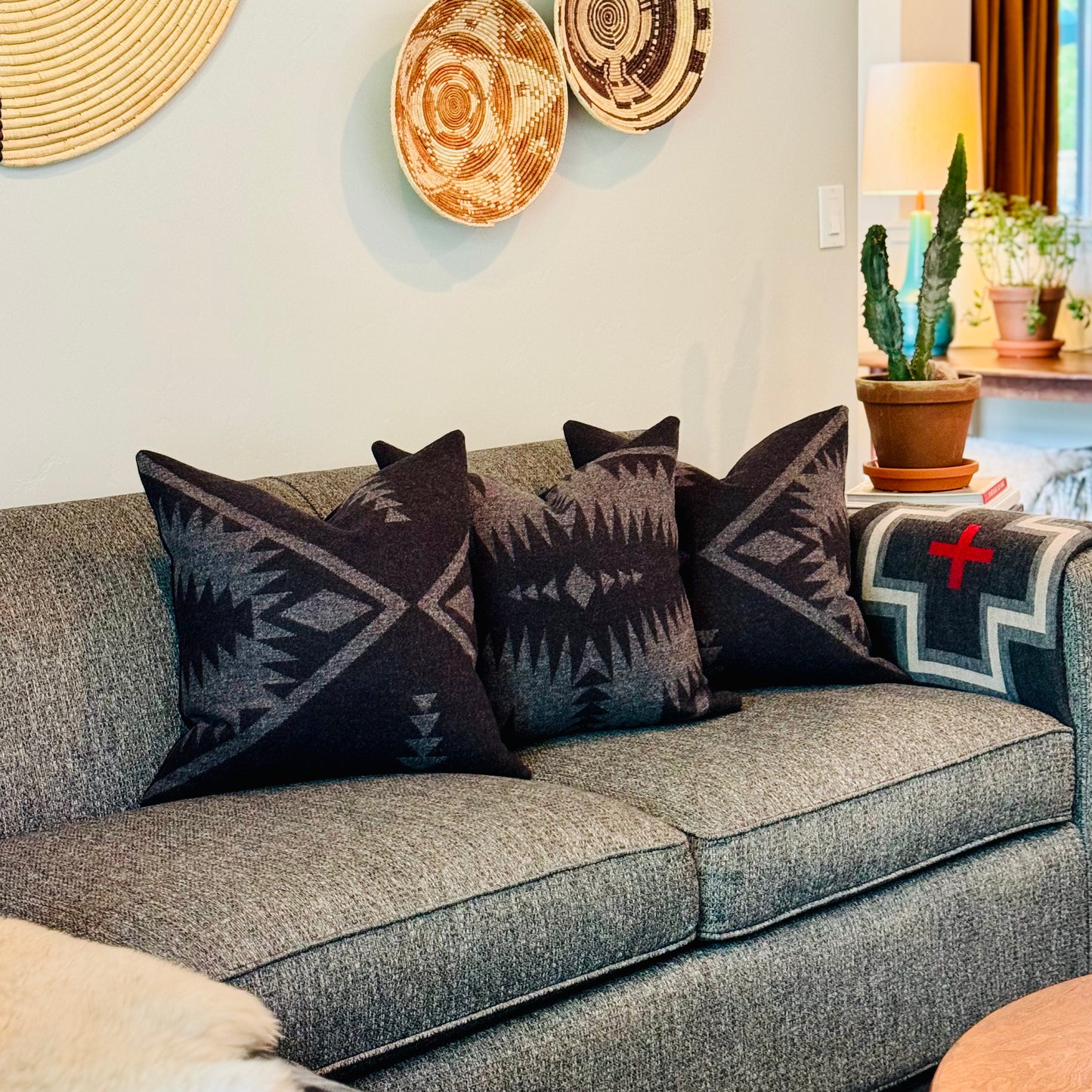 Desert Bloom Gray Pillow Cover